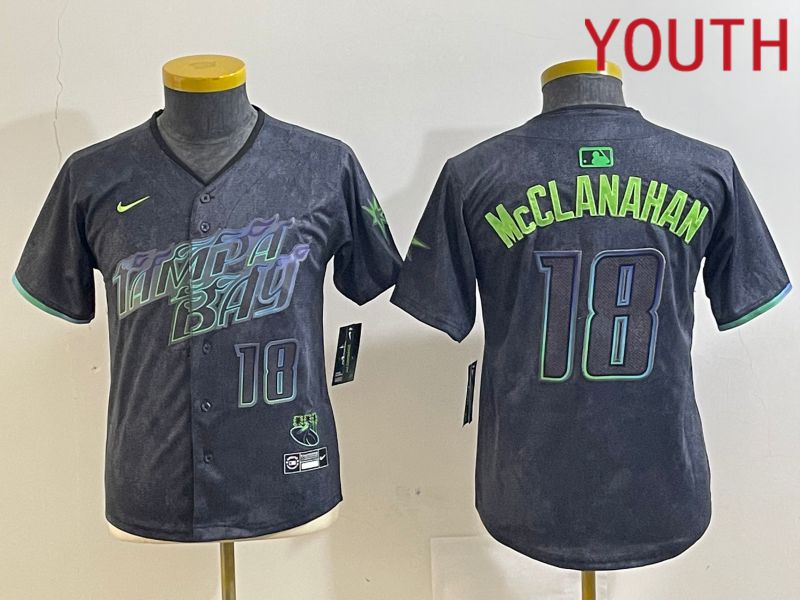 Youth Tampa Bay Rays #18 Mcclanahan Black City Edition 2024 Nike MLB Jersey style 5->youth mlb jersey->Youth Jersey